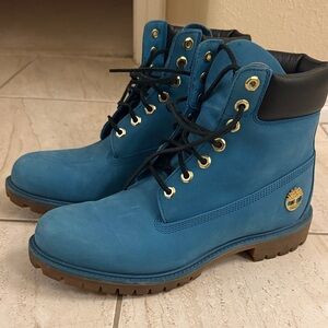 Timberland Teal Leather Boots with Black Trim